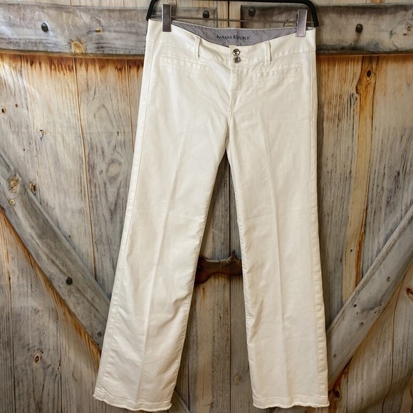Banana Republic Pants - Banana Republic White Raw Hem Wide Leg Jeans 28R